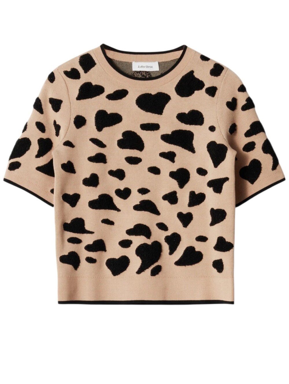 & Other Stories Jacquard Knit Top Women Medium Beige Black Cotton Animal Print